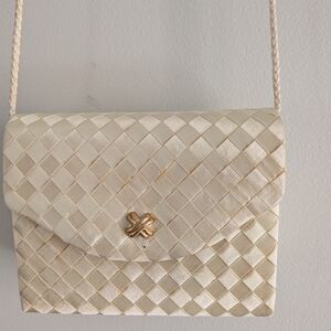 Benchmade Leather works Inc Chic Woven Crossbody Bag in Cream